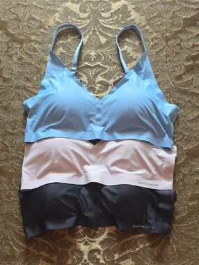 Lucky Brand Light Blue, White & Black Seamless Bralette Trio